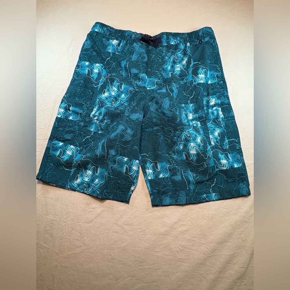 Land End Boys Shorts Blue Patterned Swim Size XXL (18H-20H)